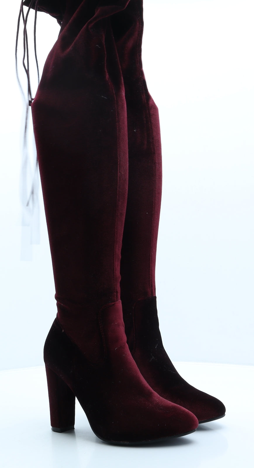 Glossy Womens Red Suede Slip On Boot UK 4 37