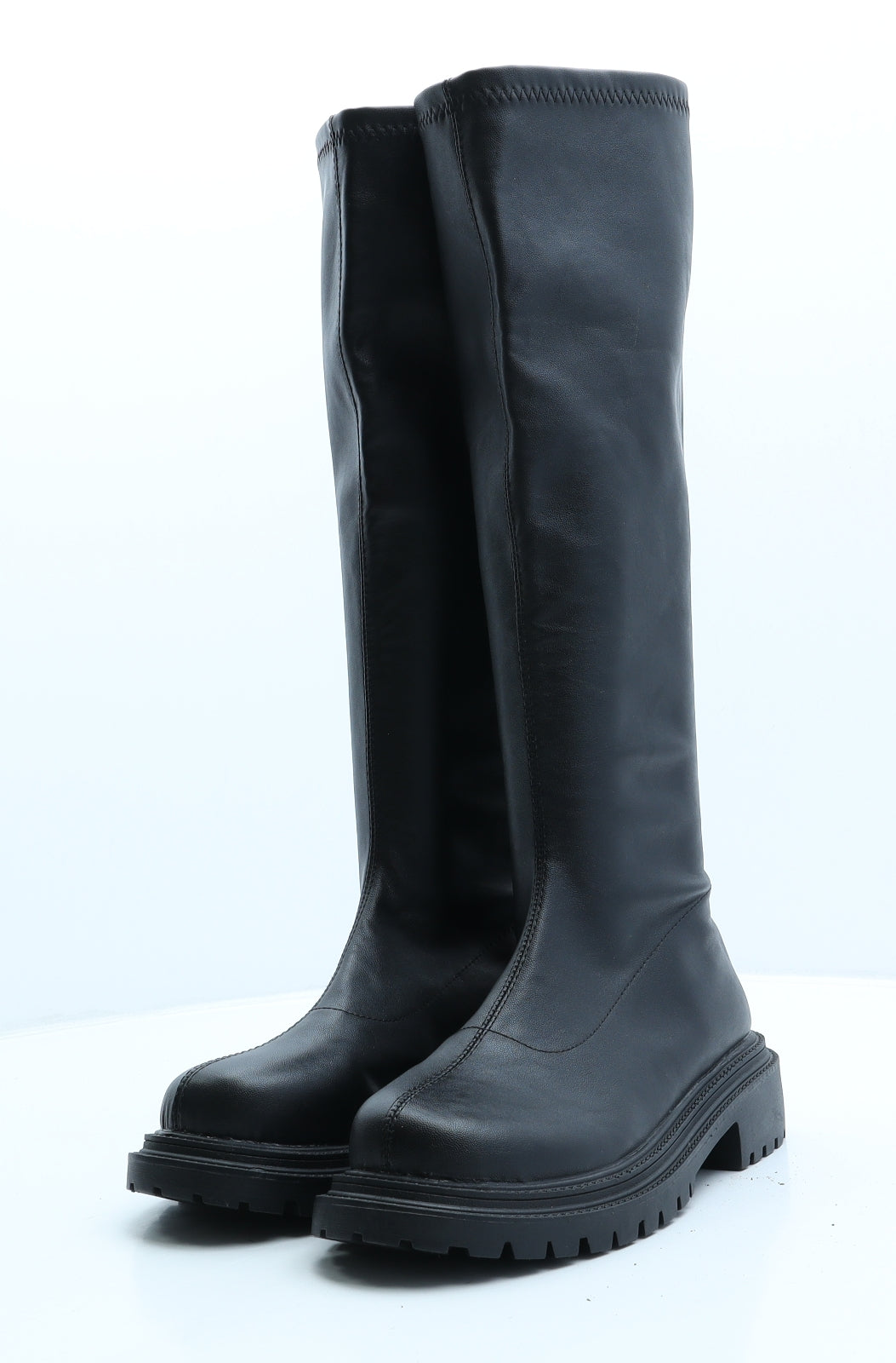 Preworn Womens Black Leather Slip On Boot UK 5 39