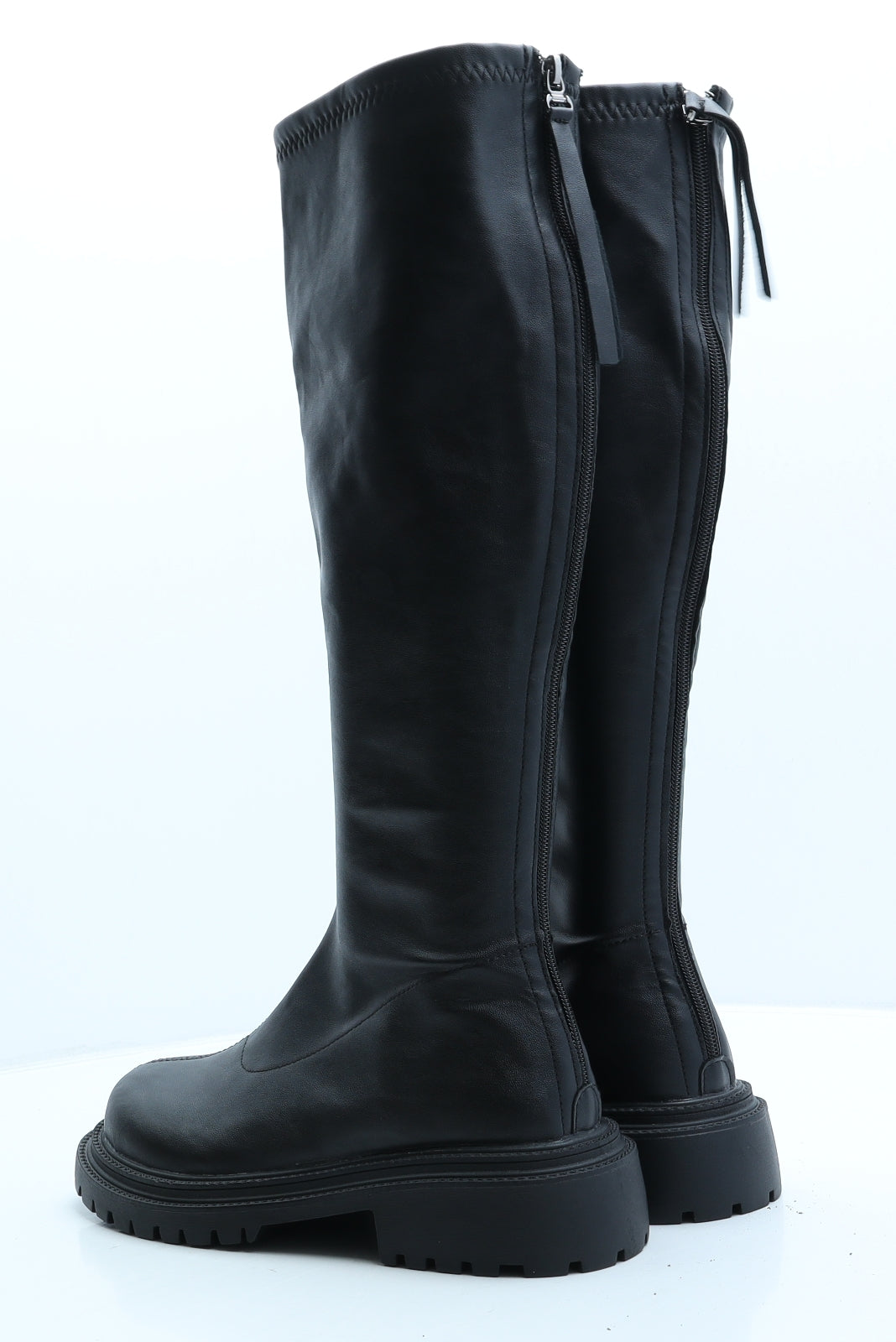 Preworn Womens Black Leather Slip On Boot UK 5 39