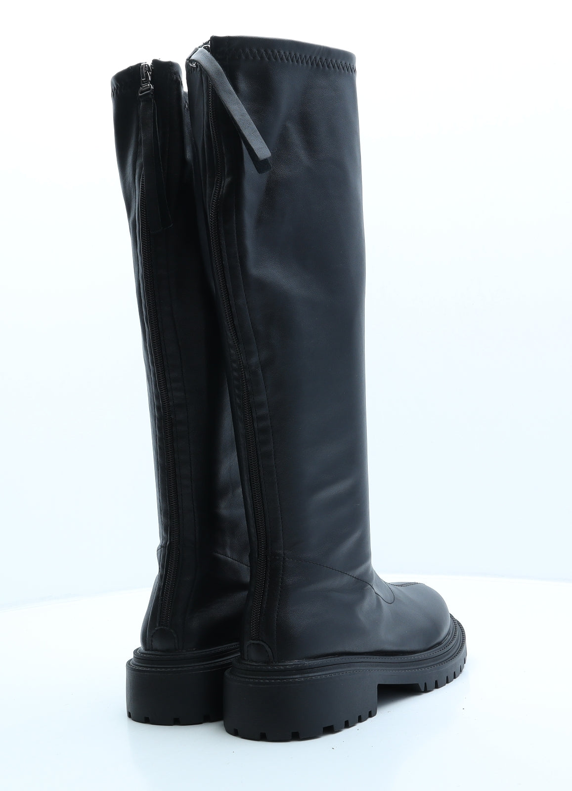 Preworn Womens Black Leather Slip On Boot UK 5 39