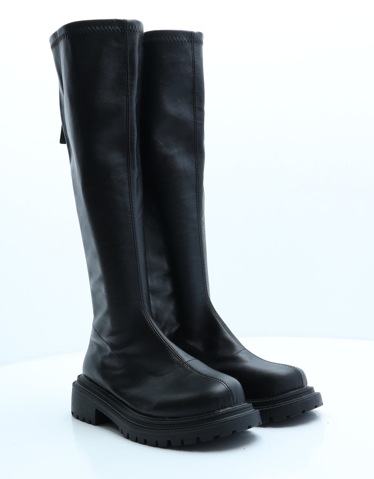 Preworn Womens Black Leather Slip On Boot UK 5 39
