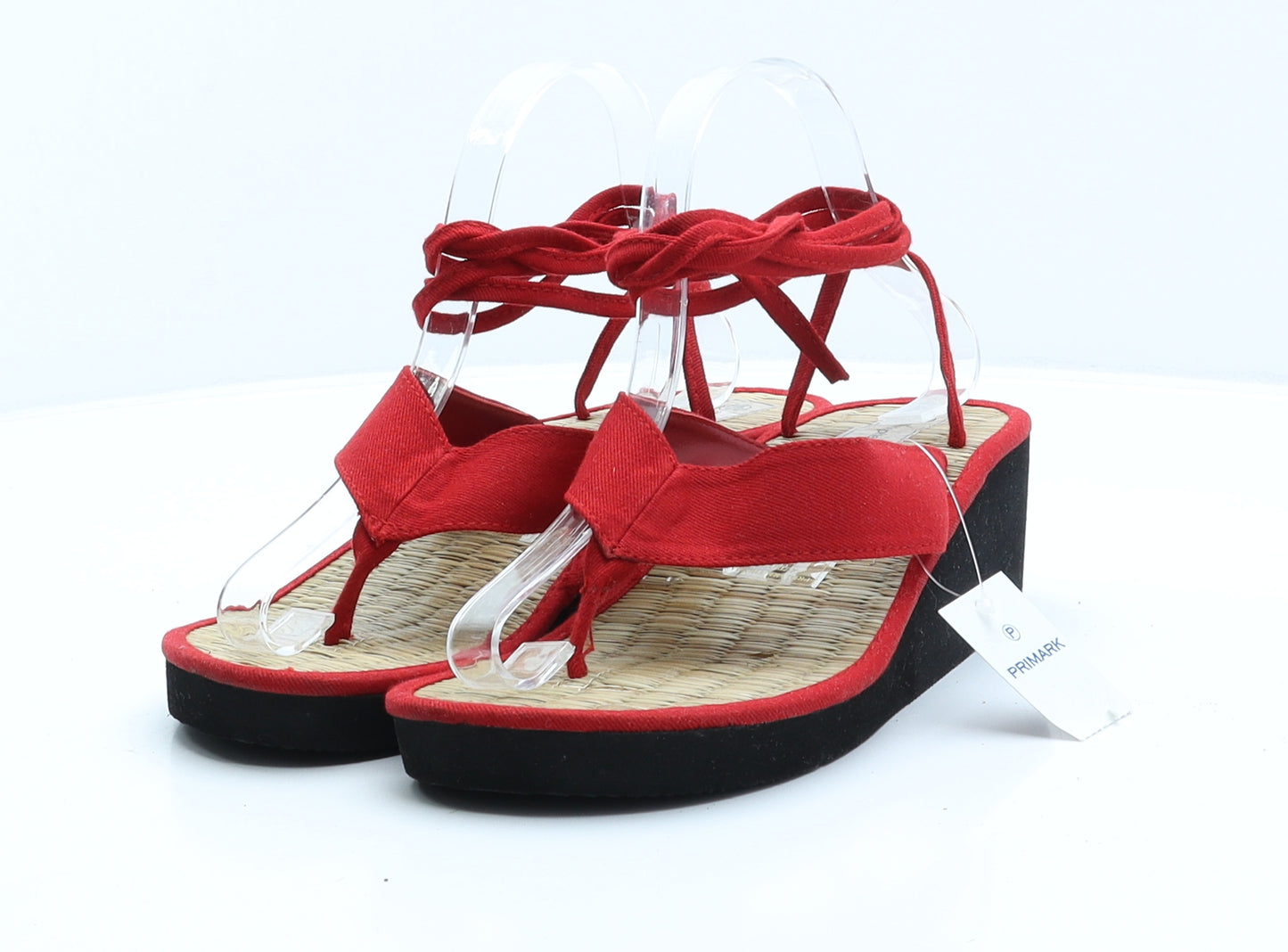Primark Womens Red Fabric Thong Heel UK 5 38