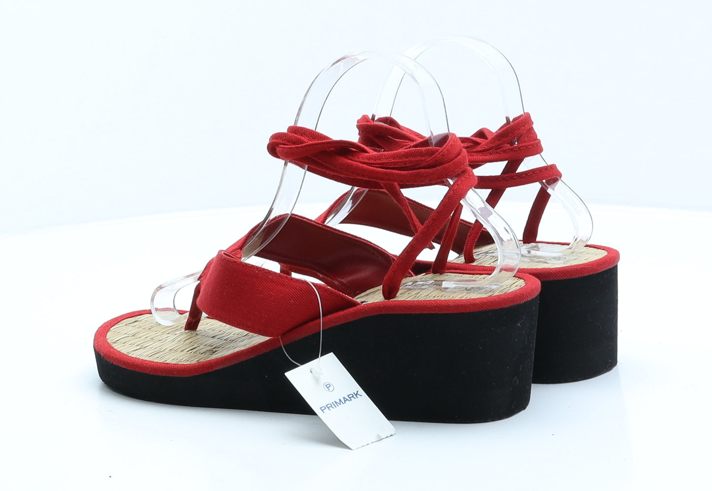 Primark Womens Red Fabric Thong Heel UK 5 38