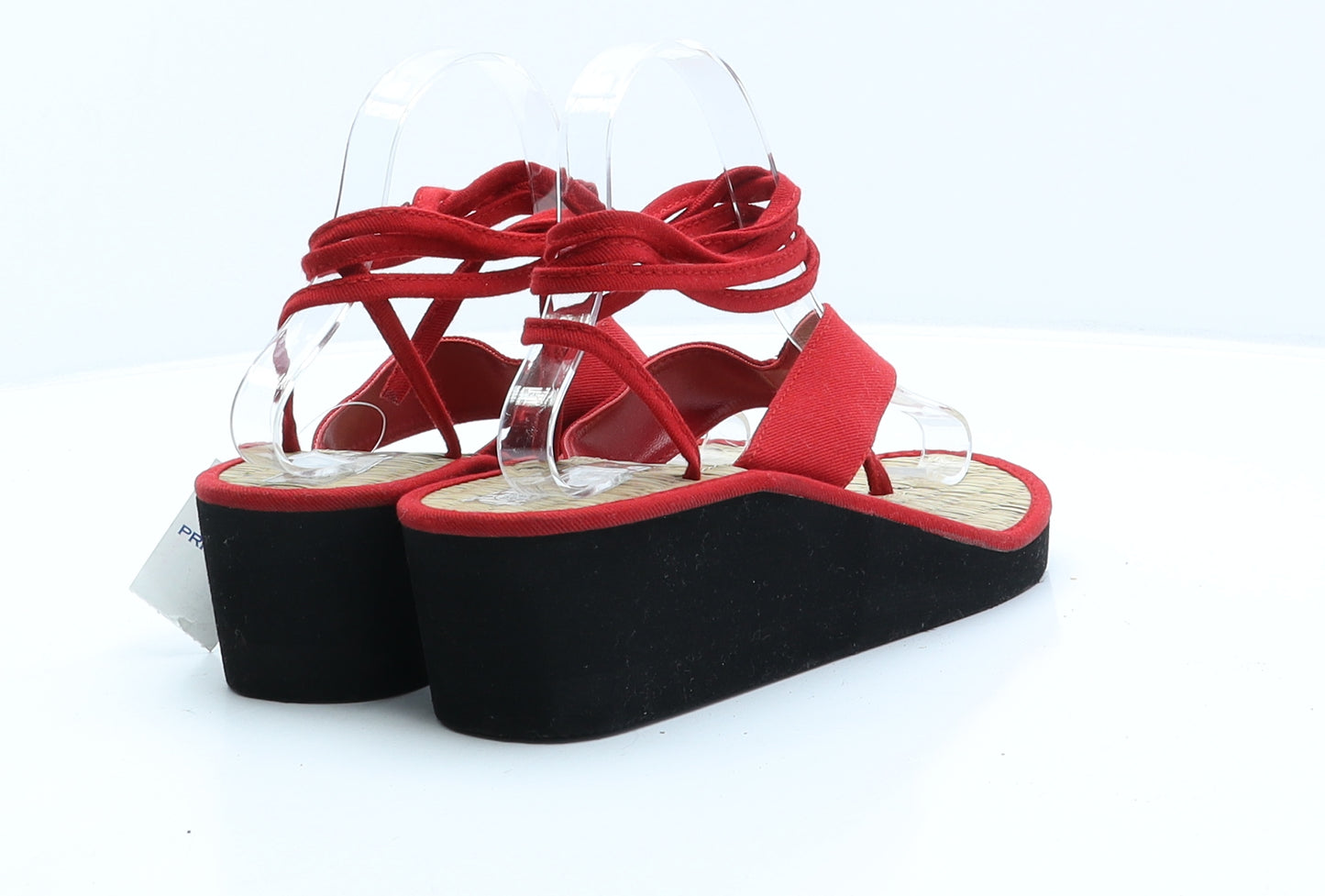 Primark Womens Red Fabric Thong Heel UK 5 38