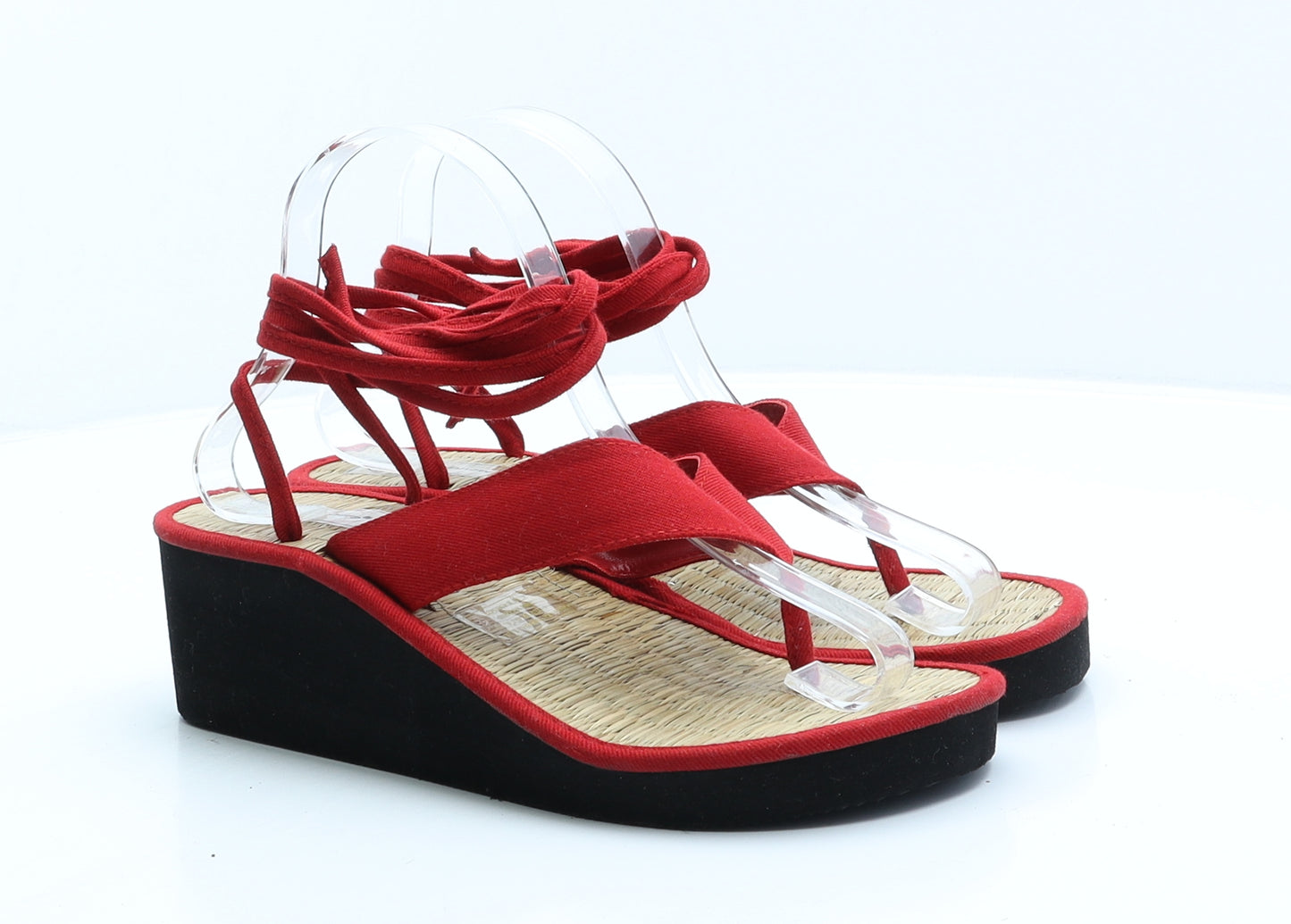 Primark Womens Red Fabric Thong Heel UK 5 38