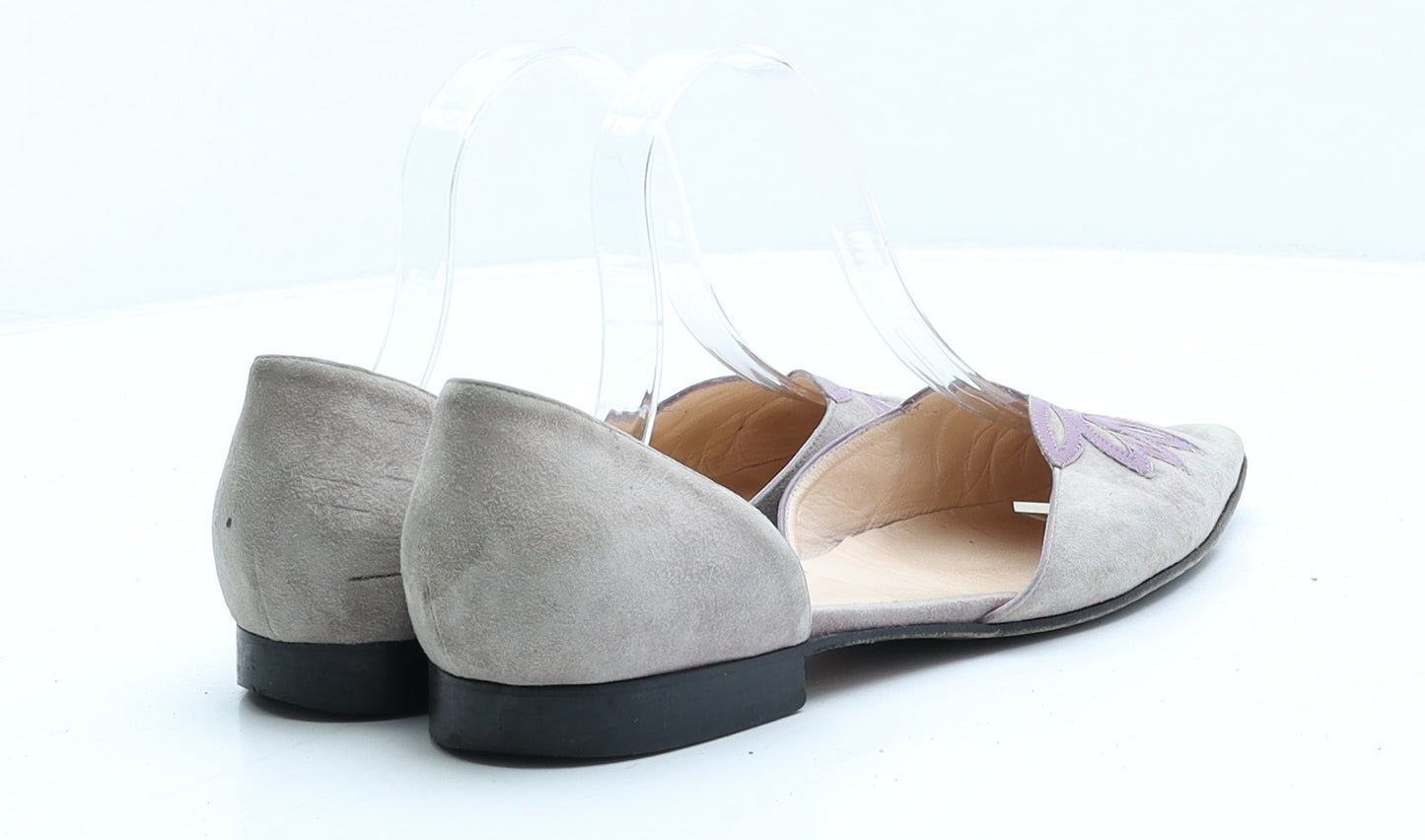 Hobbs Womens Grey Floral Suede Ballet Casual UK 6 39