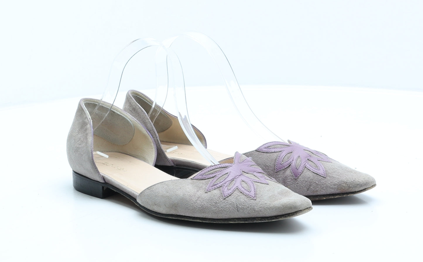 Hobbs Womens Grey Floral Suede Ballet Casual UK 6 39