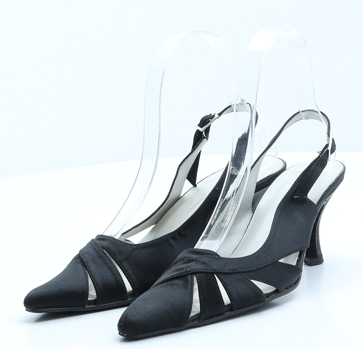 Preworn Womens Black Synthetic Slingback Heel UK 3