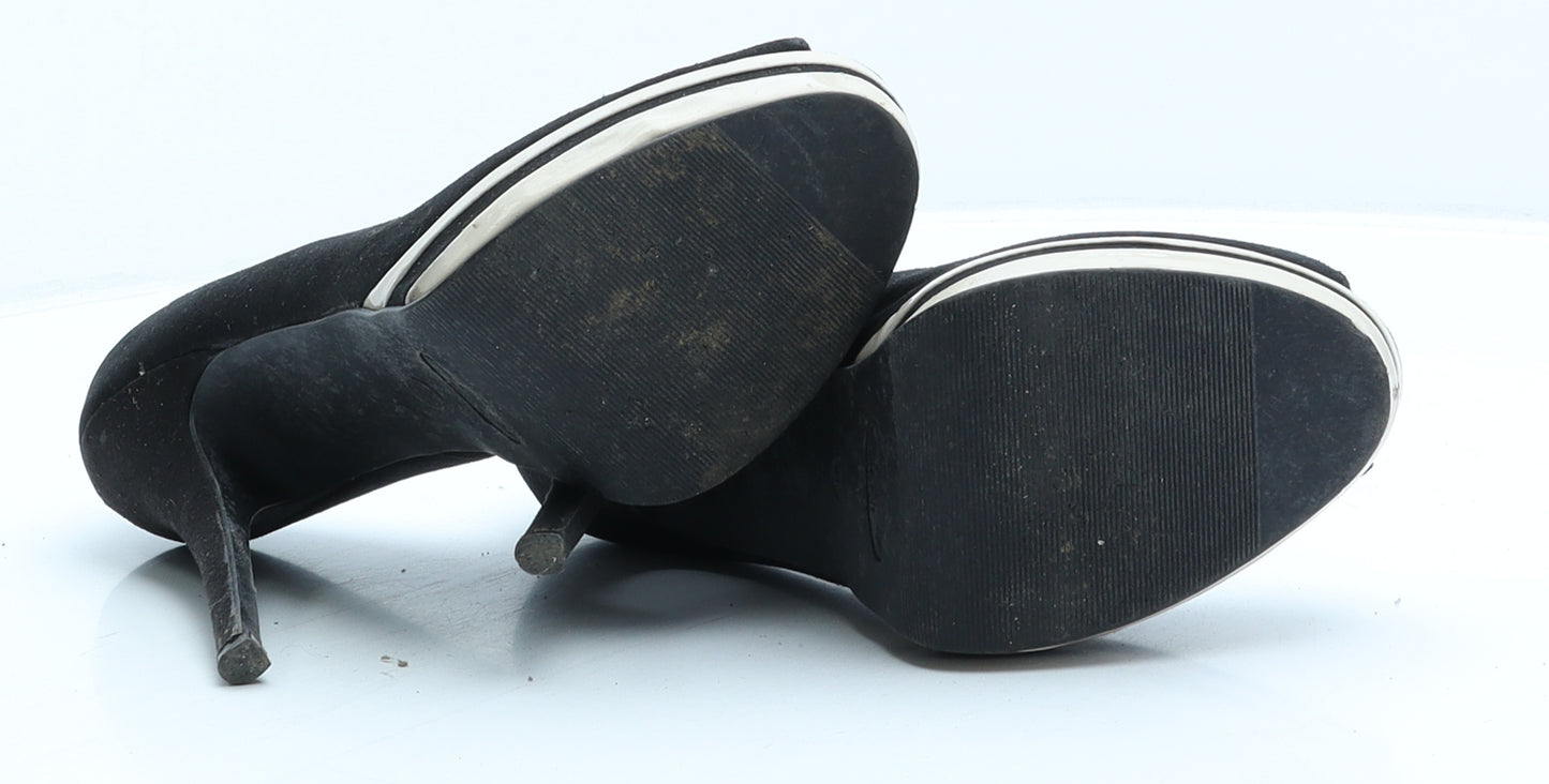 New Look Womens Black Striped Suede Platform Heel UK 7 40