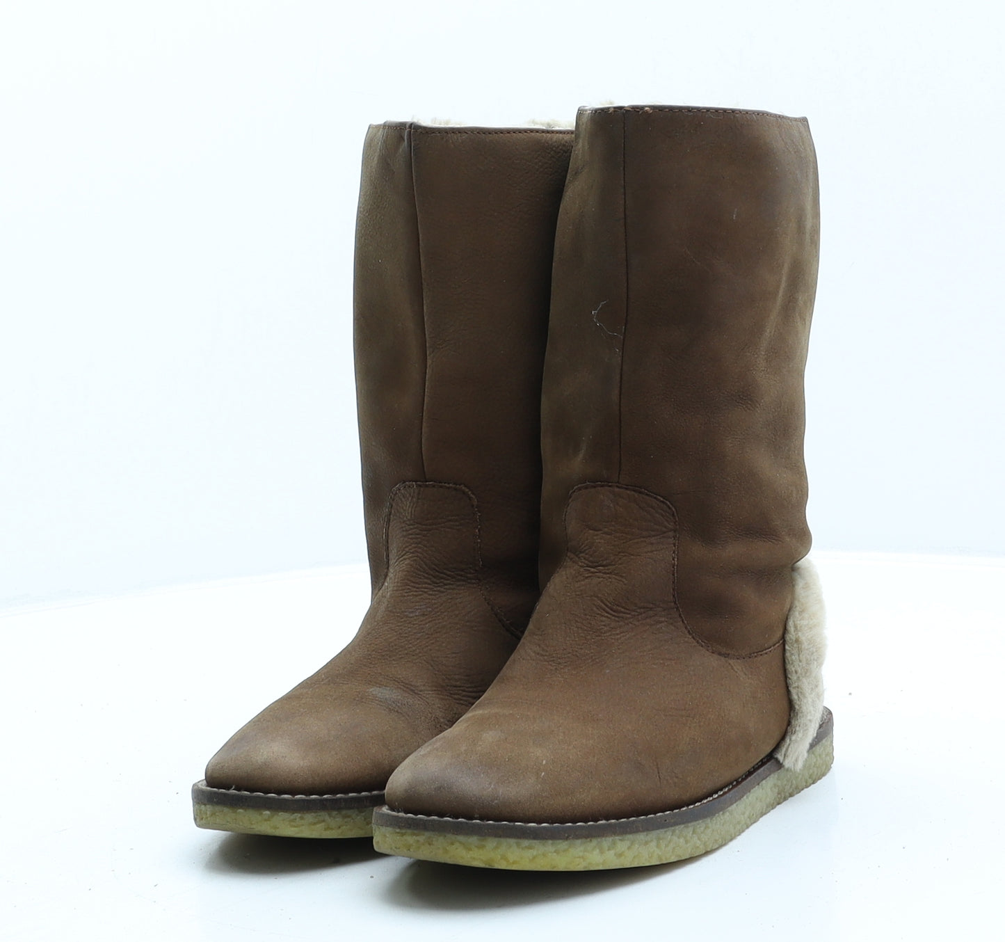 Zara Girls Brown Leather Slip On Boot UK 1 33