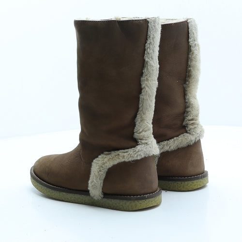 Zara Girls Brown Leather Slip On Boot UK 1 33