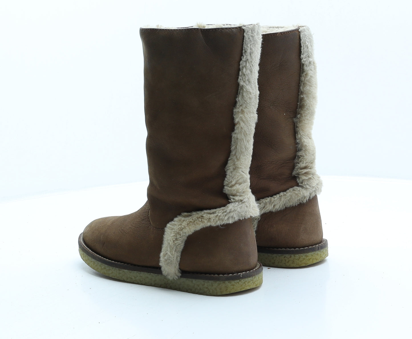 Zara Girls Brown Leather Slip On Boot UK 1 33
