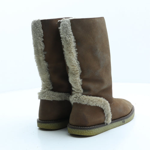 Zara Girls Brown Leather Slip On Boot UK 1 33