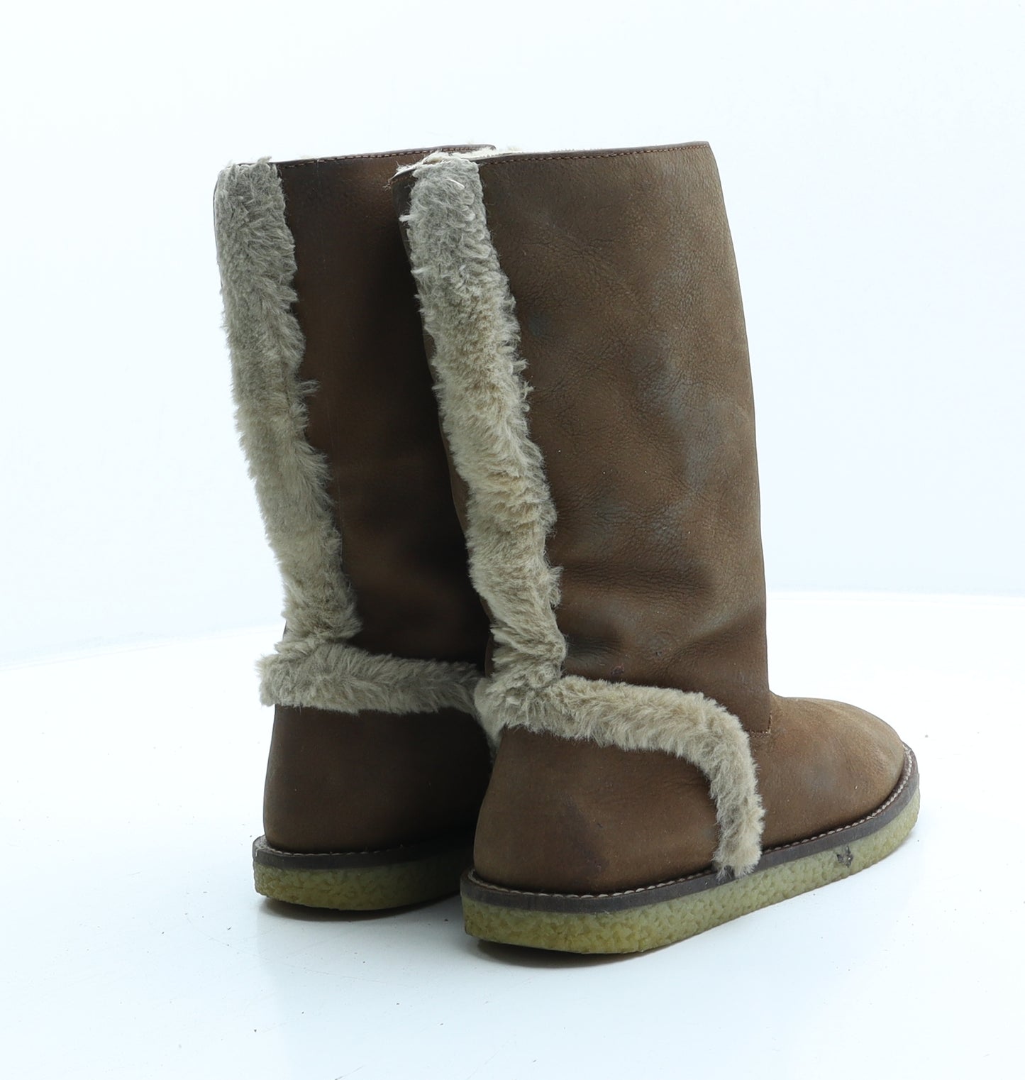 Zara Girls Brown Leather Slip On Boot UK 1 33