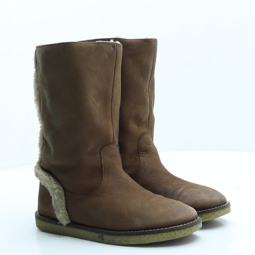 Zara Girls Brown Leather Slip On Boot UK 1 33