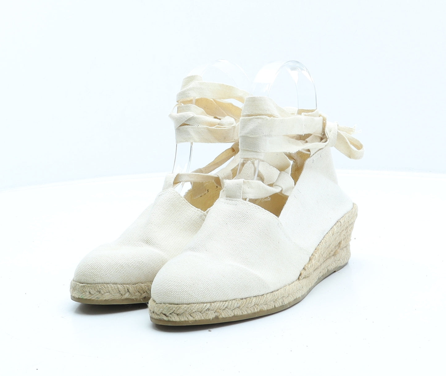 Preworn Womens Beige Fabric Strappy Heel UK 4 37