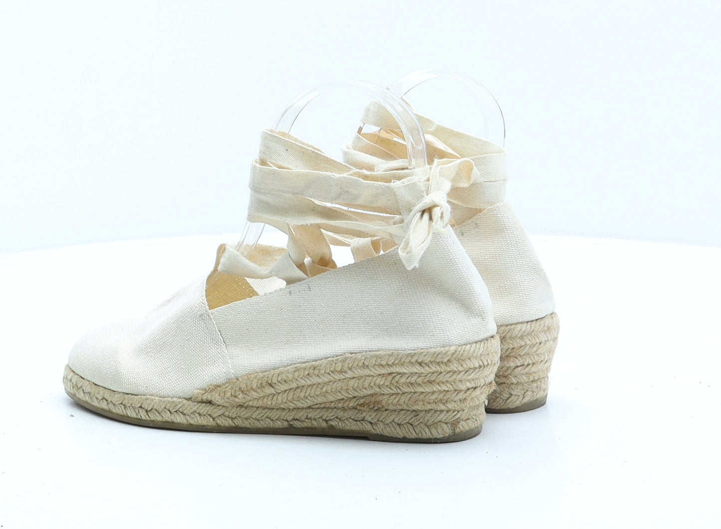 Preworn Womens Beige Fabric Strappy Heel UK 4 37