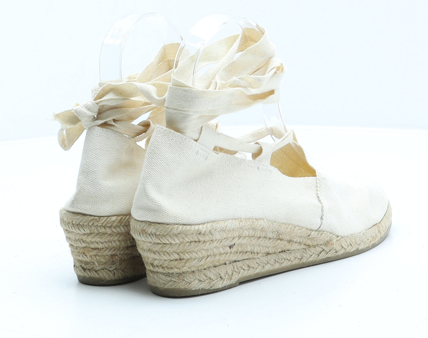 Preworn Womens Beige Fabric Strappy Heel UK 4 37