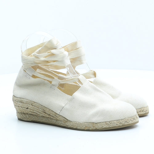 Preworn Womens Beige Fabric Strappy Heel UK 4 37