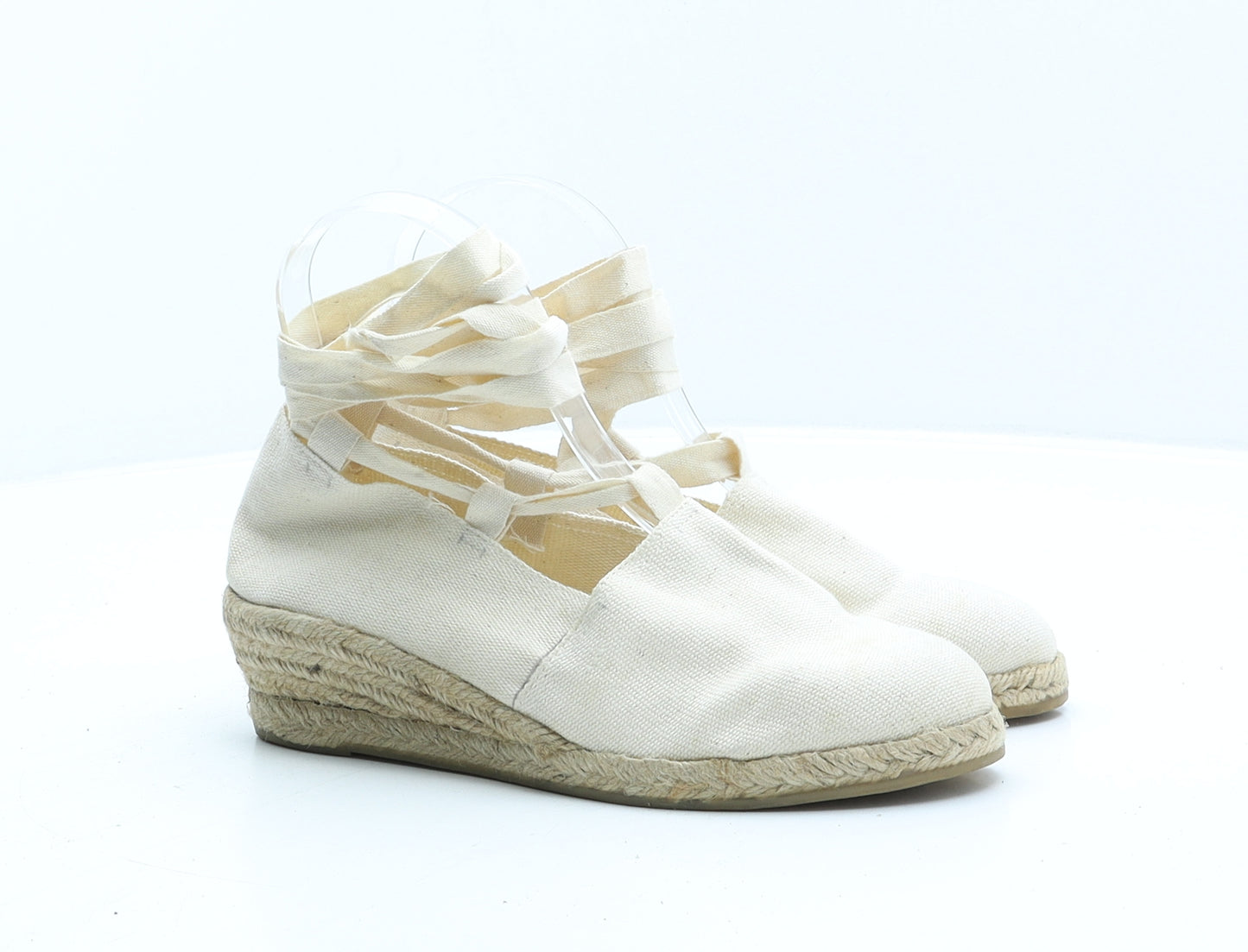 Preworn Womens Beige Fabric Strappy Heel UK 4 37
