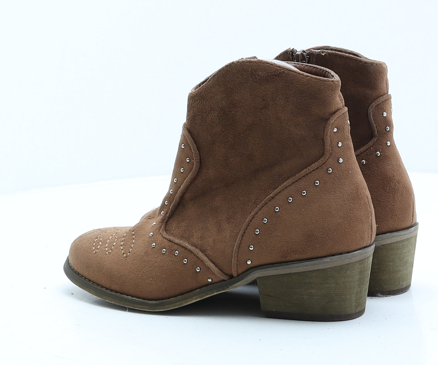 Amor Amore Womens Brown Geometric Leather Cowboy Boot UK 3 36