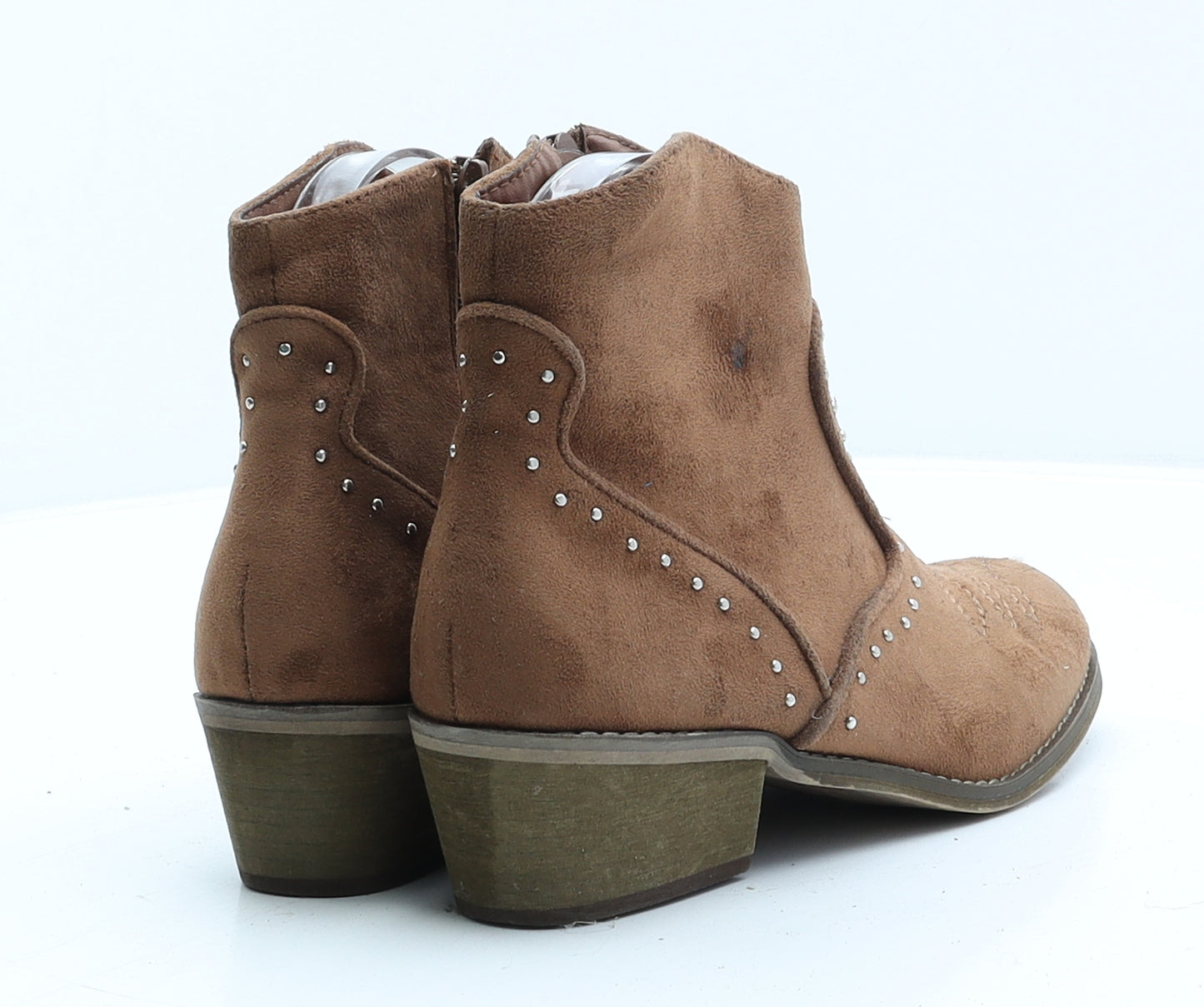 Amor Amore Womens Brown Geometric Leather Cowboy Boot UK 3 36