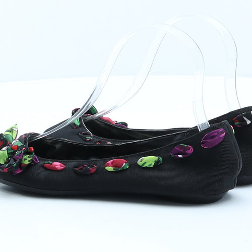 New Look Womens Black Floral Synthetic Ballet Flat UK 3 36