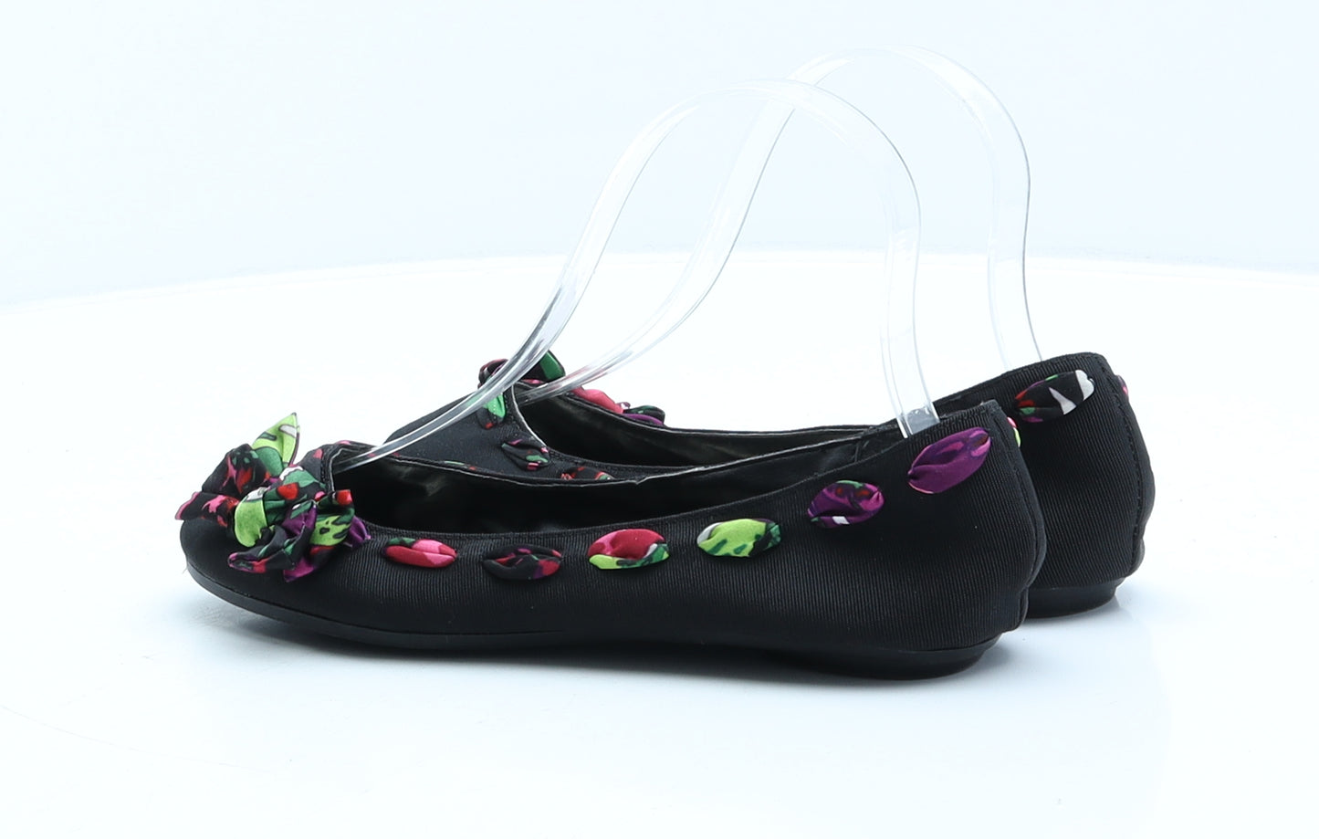 New Look Womens Black Floral Synthetic Ballet Flat UK 3 36