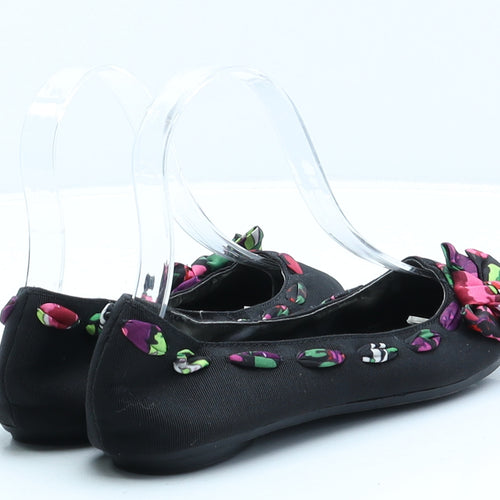 New Look Womens Black Floral Synthetic Ballet Flat UK 3 36