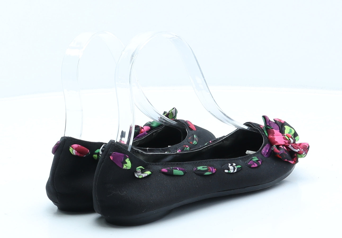 New Look Womens Black Floral Synthetic Ballet Flat UK 3 36