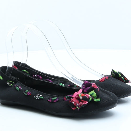 New Look Womens Black Floral Synthetic Ballet Flat UK 3 36