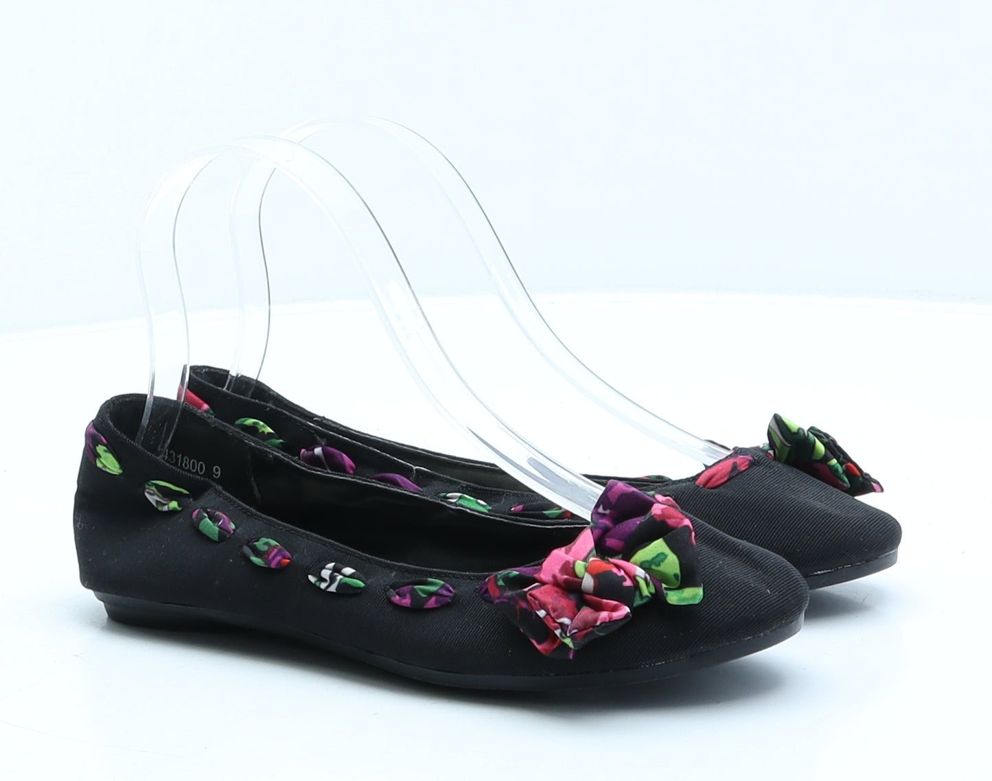 New Look Womens Black Floral Synthetic Ballet Flat UK 3 36