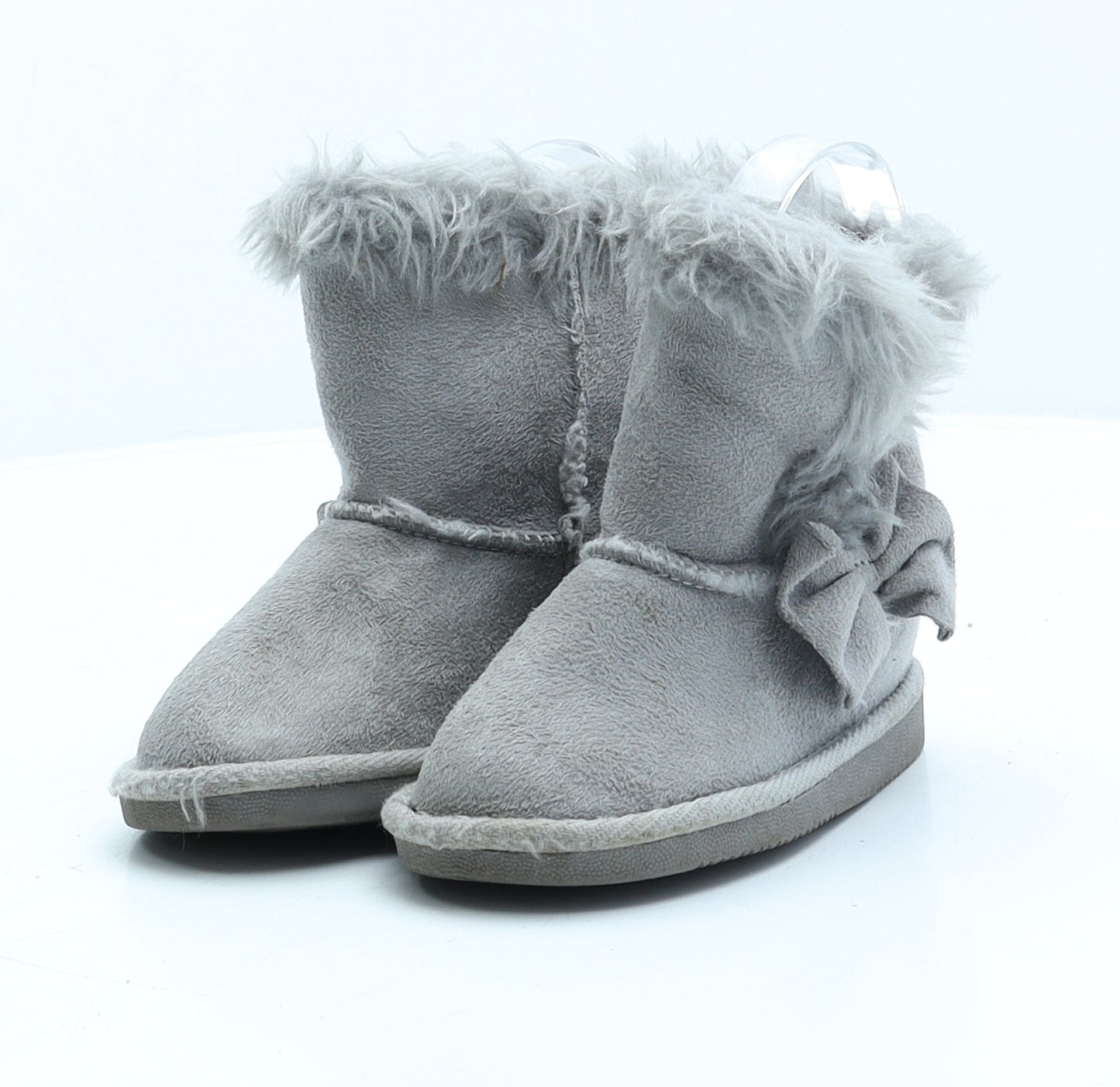 Preworn Girls Grey Synthetic Shearling Style Boot UK 7 24