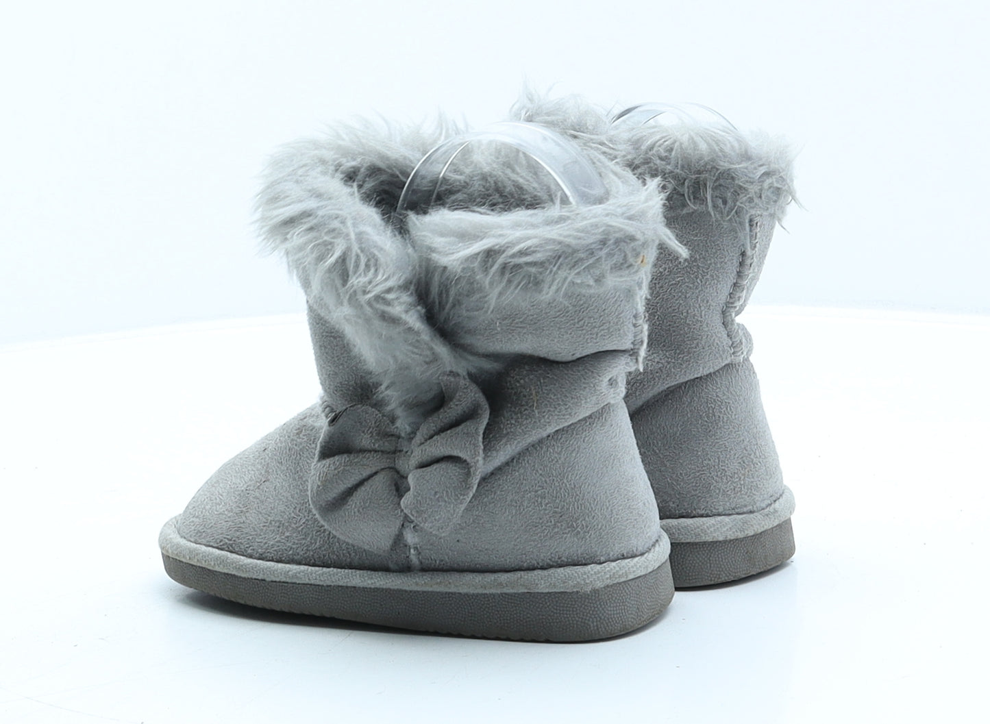 Preworn Girls Grey Synthetic Shearling Style Boot UK 7 24