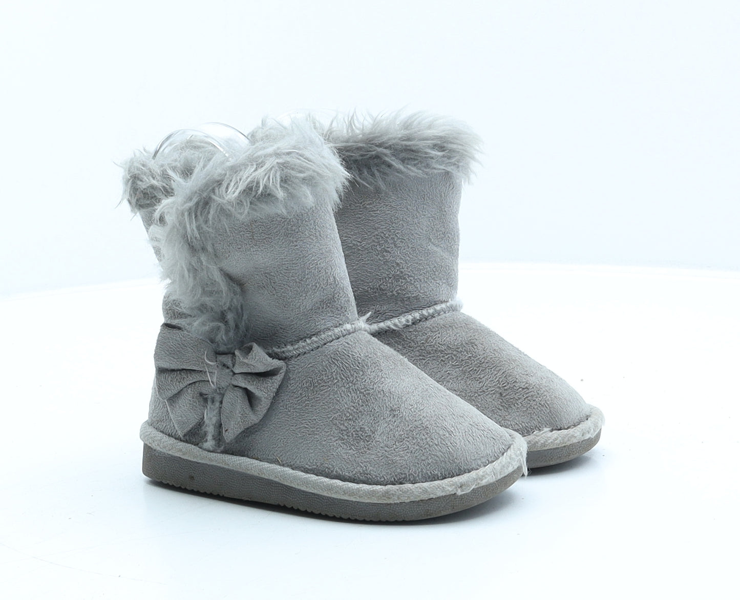 Preworn Girls Grey Synthetic Shearling Style Boot UK 7 24