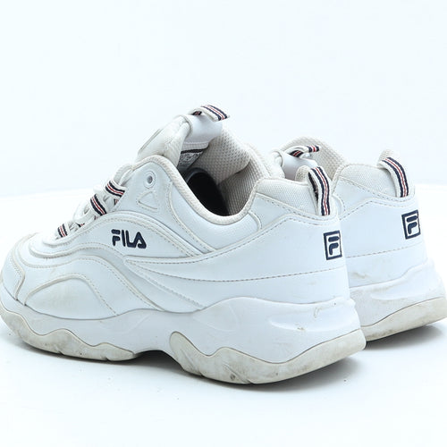 FILA Womens White Geometric Leather Trainer UK 4 36.5