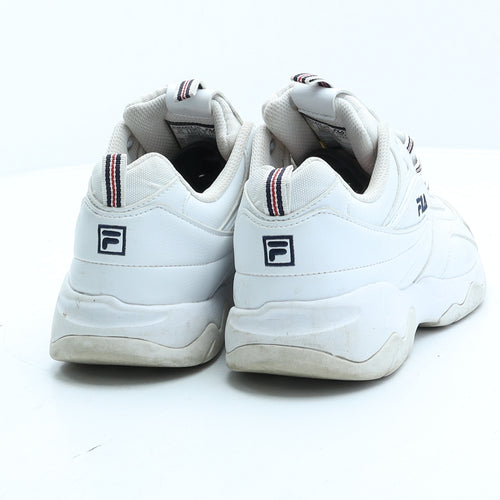 FILA Womens White Geometric Leather Trainer UK 4 36.5
