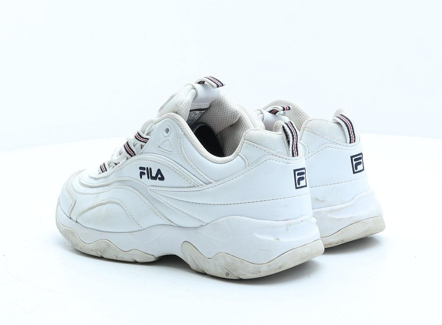 FILA Womens White Geometric Leather Trainer UK 4 36.5