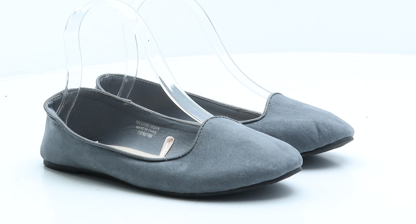 Primark Womens Grey Suede Ballet Flat UK 4 37