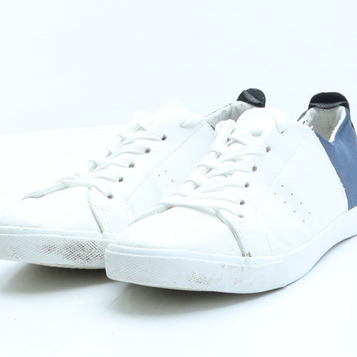 George Mens White Colourblock Leather Trainer Casual UK 8 42