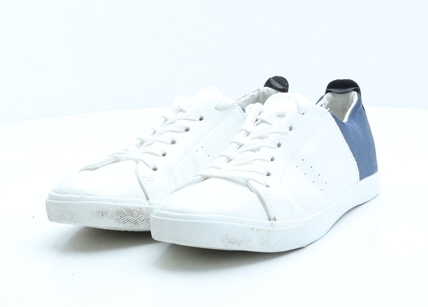 George Mens White Colourblock Leather Trainer Casual UK 8 42