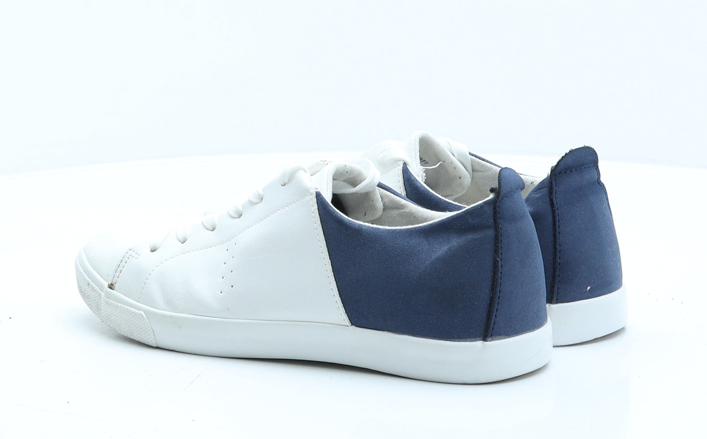 George Mens White Colourblock Leather Trainer Casual UK 8 42
