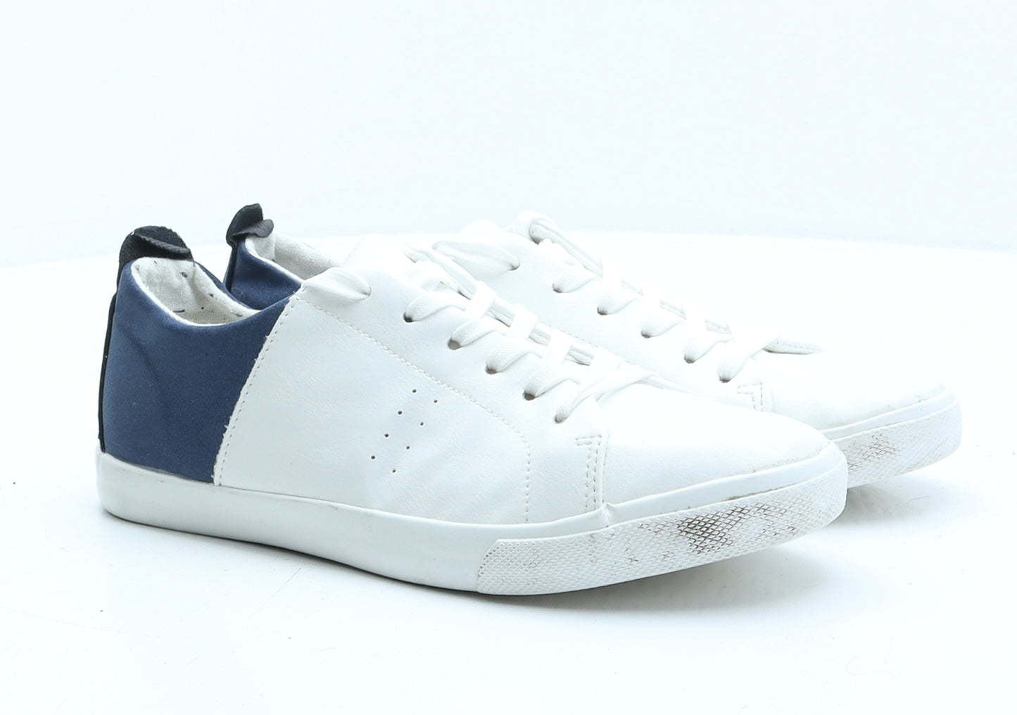 George Mens White Colourblock Leather Trainer Casual UK 8 42