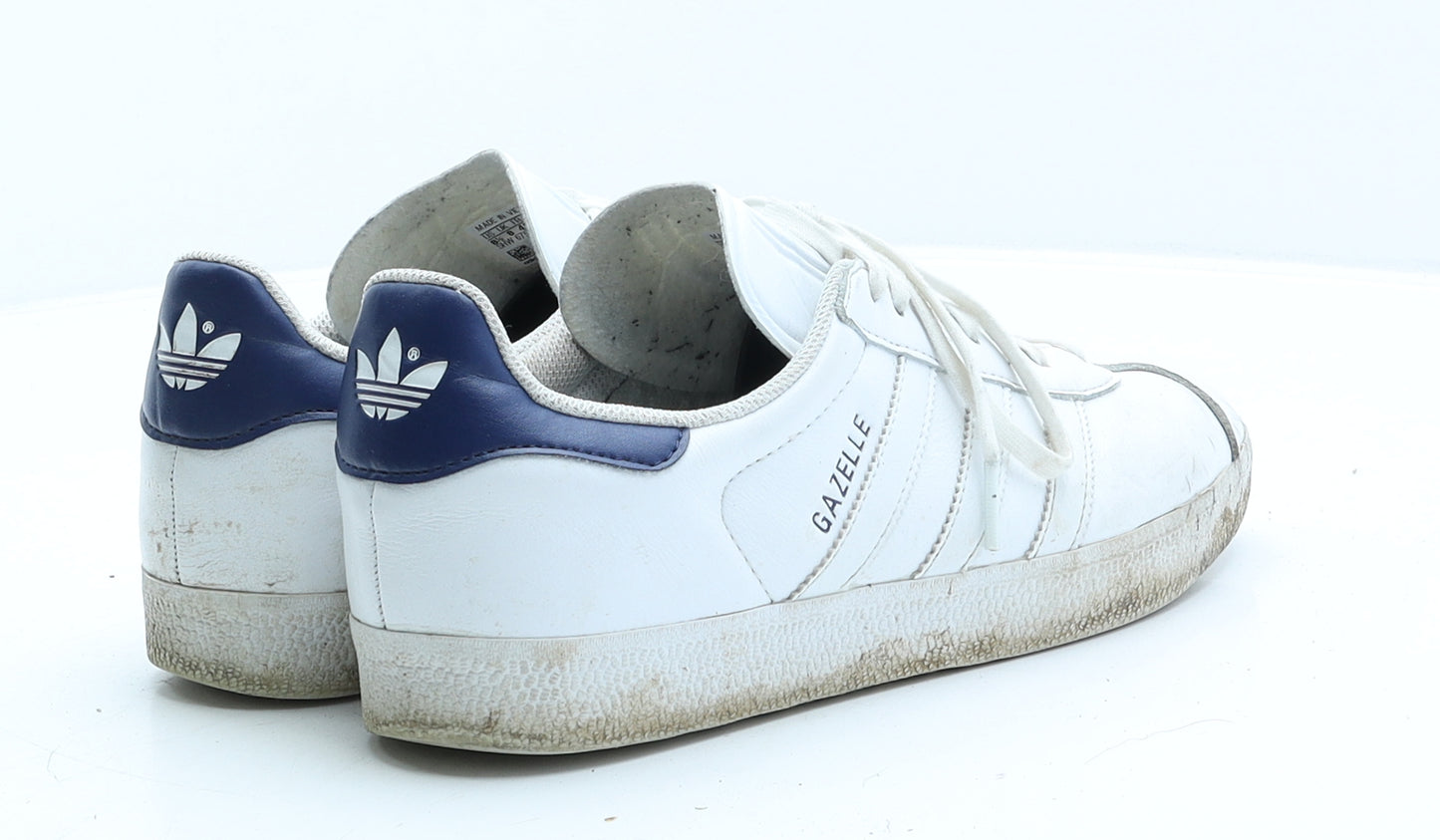 adidas Mens White Striped Leather Trainer UK 8 42