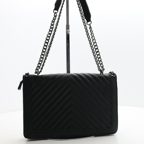 Preworn Womens Black Geometric Polyester Shoulder Bag Size Medium