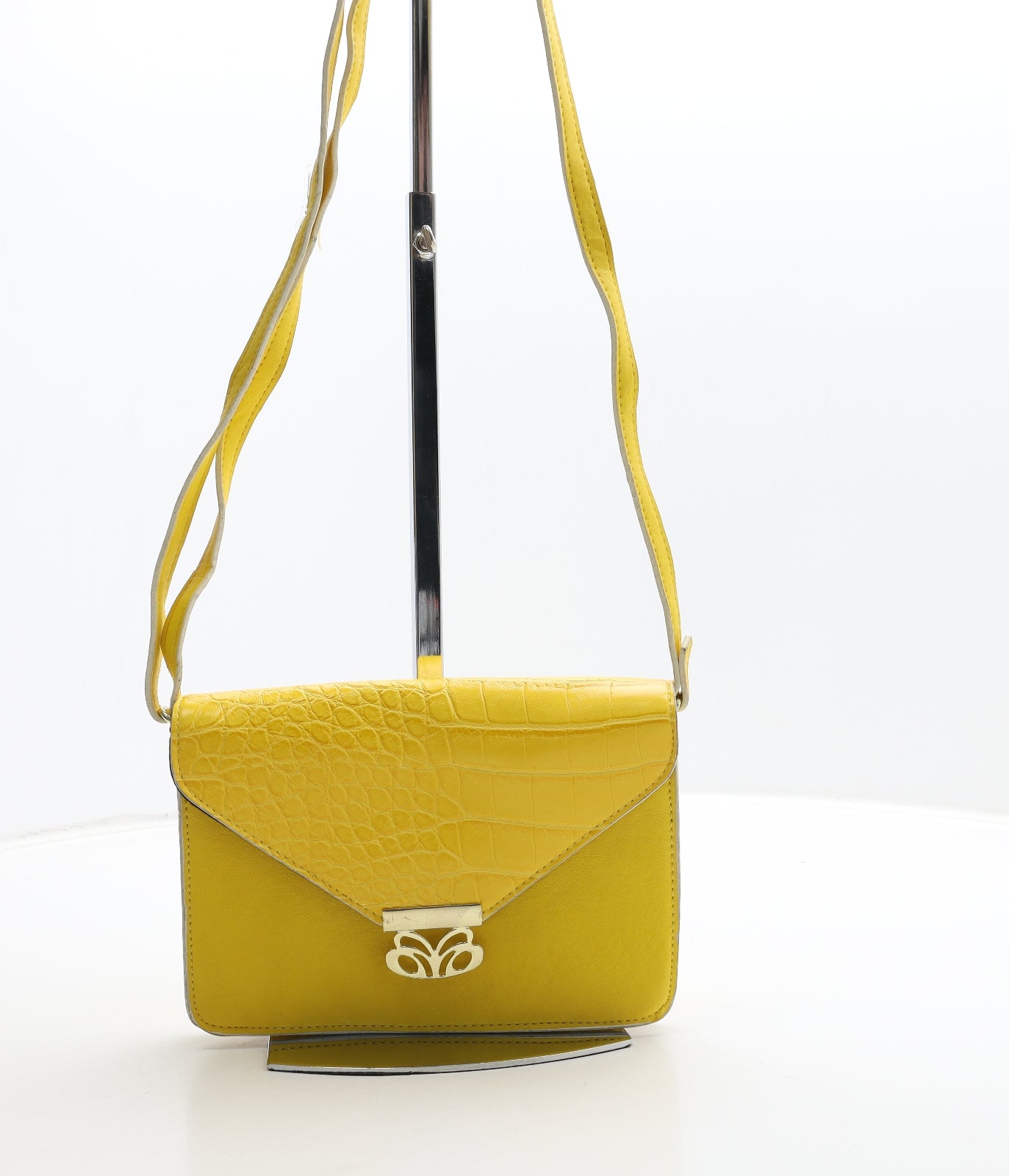 Dorothy Perkins Womens Yellow Geometric Leather Crossbody Size Small