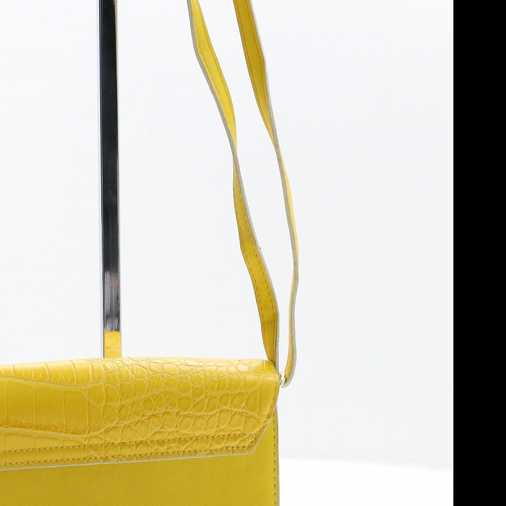 Dorothy Perkins Womens Yellow Geometric Leather Crossbody Size Small