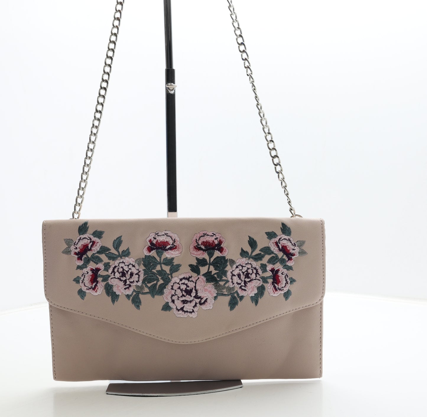 New Look Womens Pink Floral Polyester Crossbody Size Medium