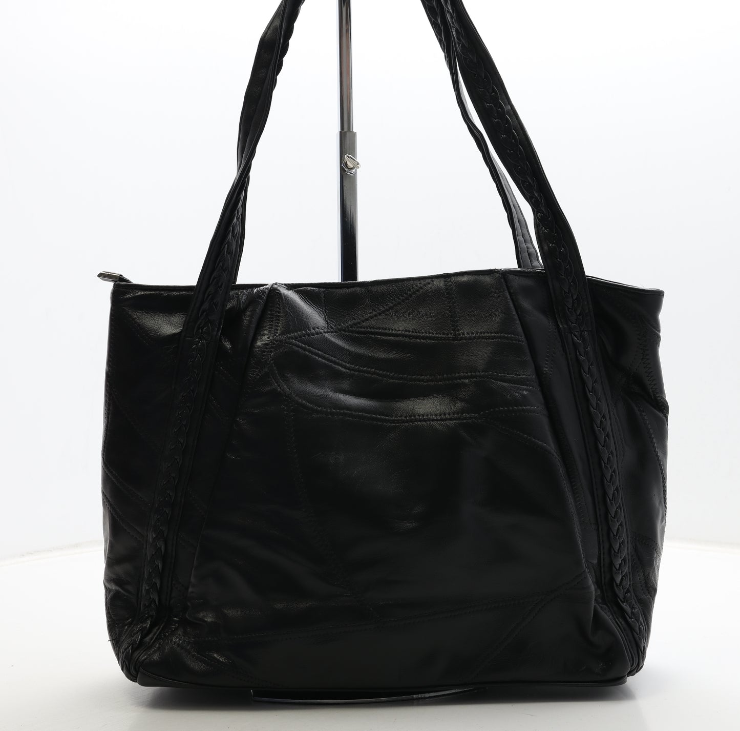 Jing Pin Womens Black Leather Shoulder Bag Size Large