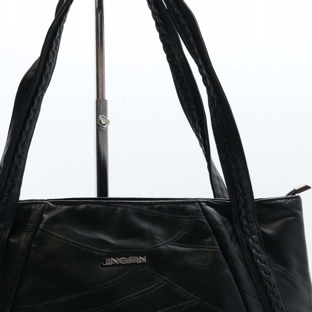 Jing Pin Womens Black Leather Shoulder Bag Size Large